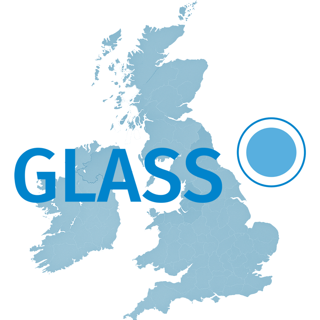 GLASS logo UK map