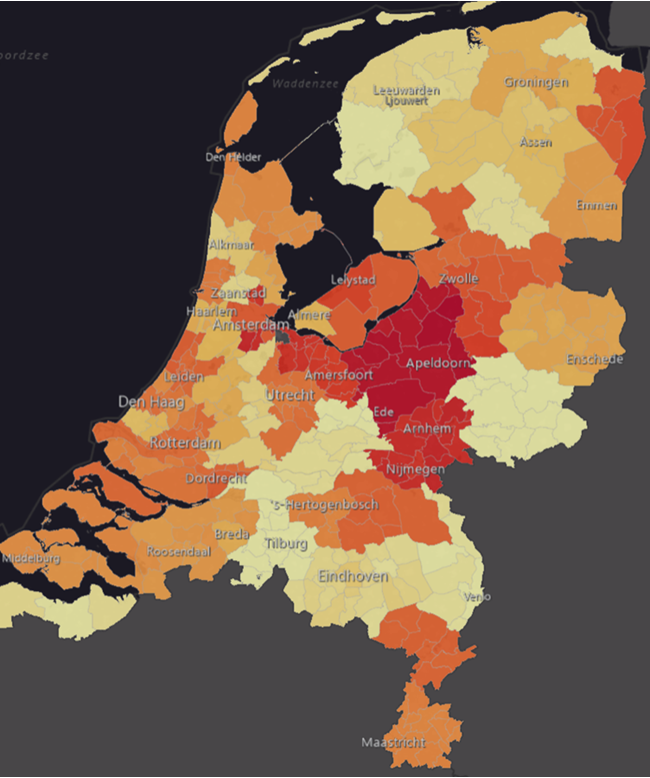 Prijsontwikkeling per gemeente Maandalert Woningmarkt mei 2022.