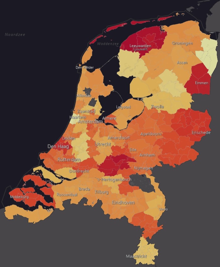 Prijsontwikkeling per gemeente februari 2022