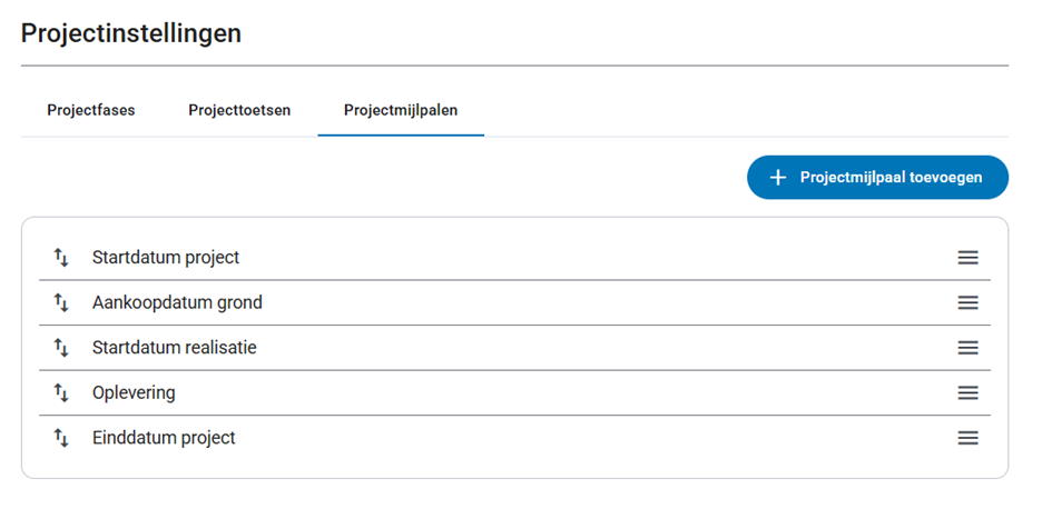 SIM Projectontwikkeling - projectinstellingen
